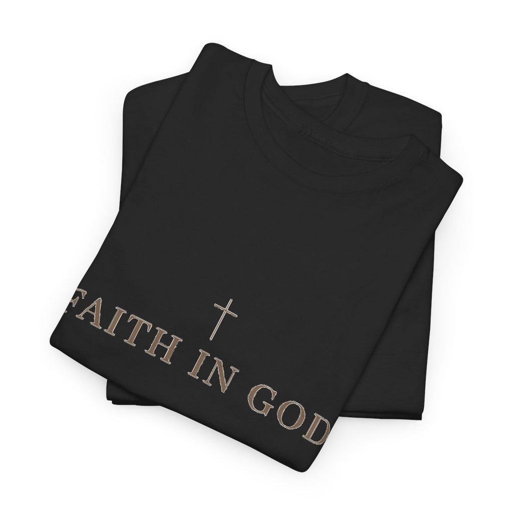 Saints Supply Co Faith in God graphic tee, Black, folded view