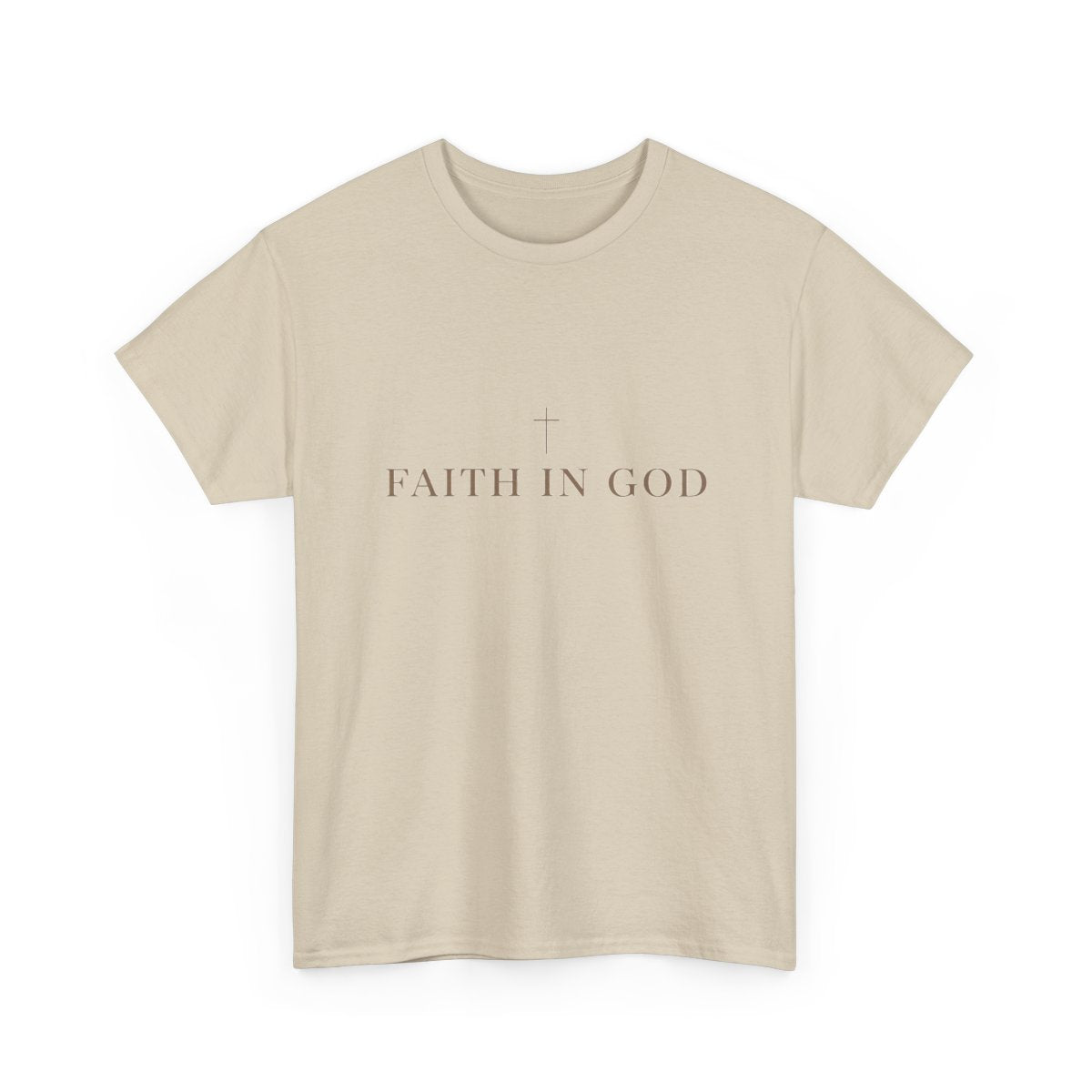 Saints Supply Co Faith in God graphic tee, Sand, front view