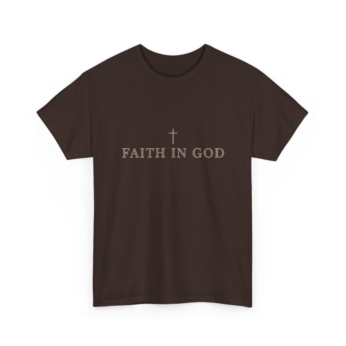Saints Supply Co Faith in God graphic tee, Dark Chocolate, front view