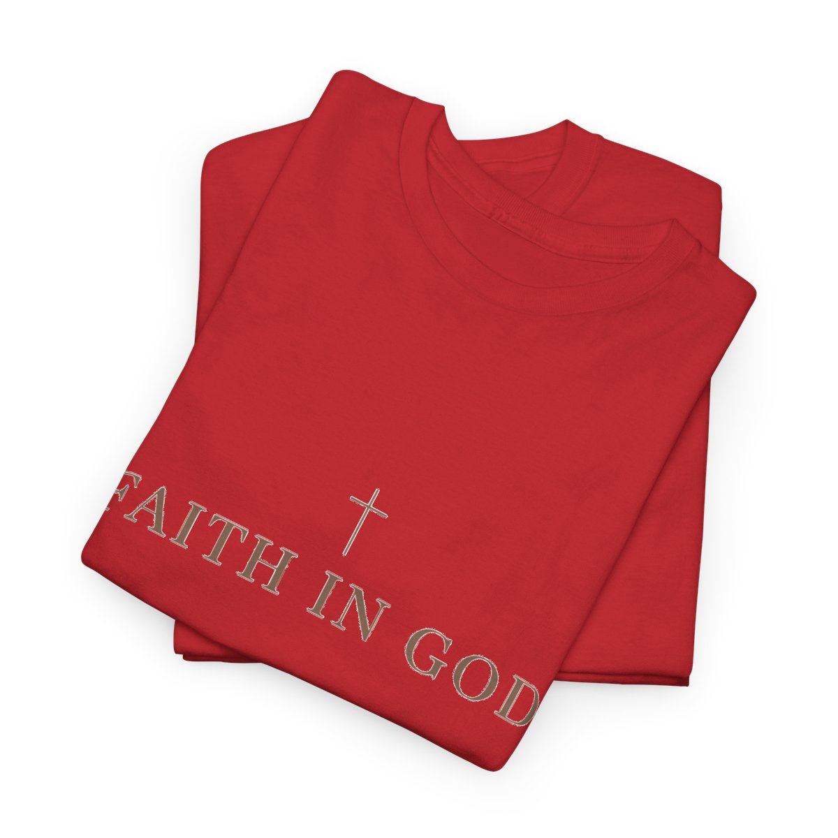 Saints Supply Co Faith in God graphic tee, Red, folded view